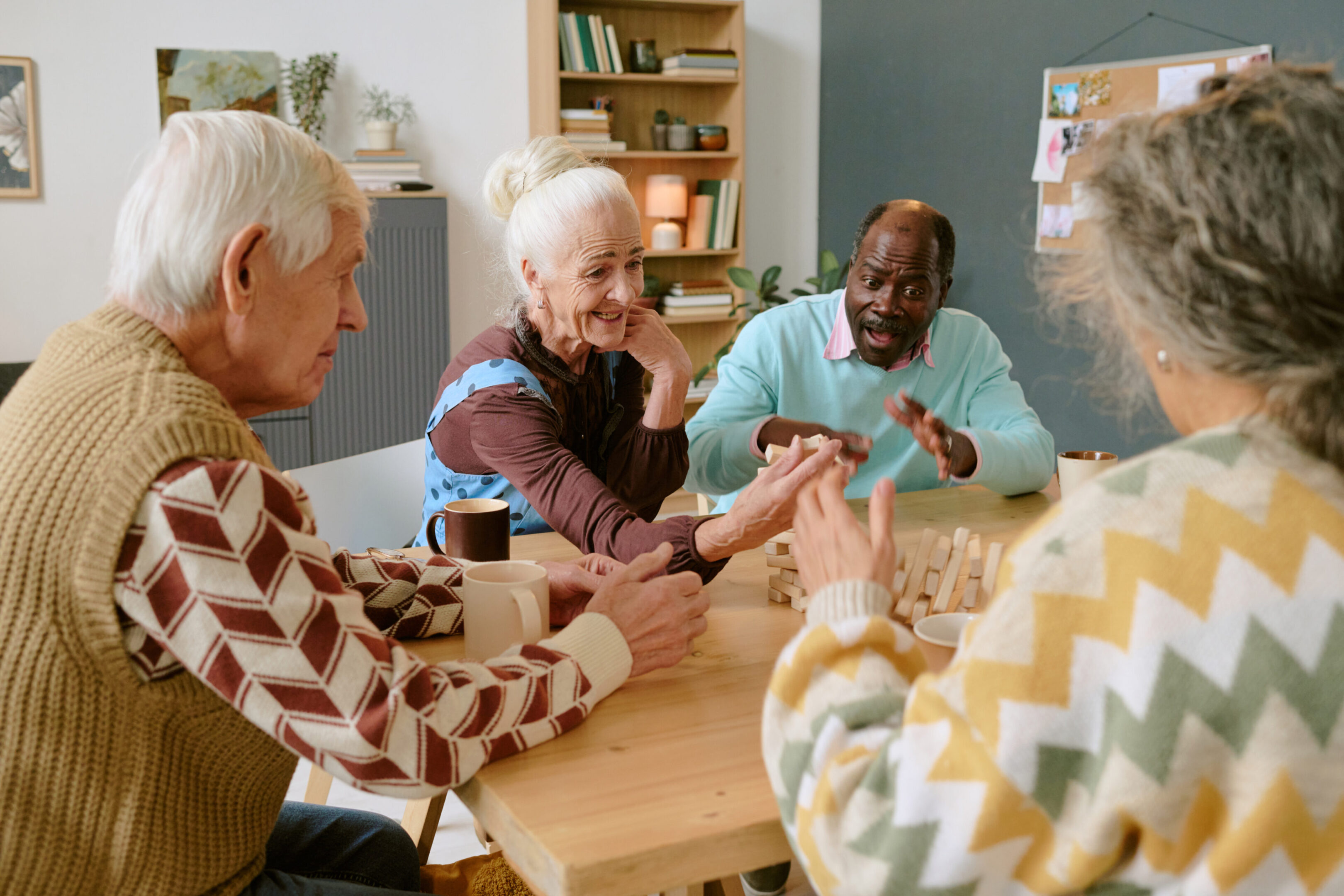 Group of seniors having fun indoors